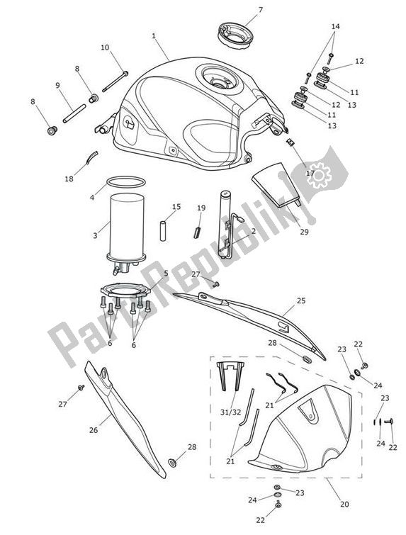 Alle onderdelen voor de Fueltank Up To Vin955859 van de Triumph Speed Triple RS From VIN 867601 1050 2018 - 2020