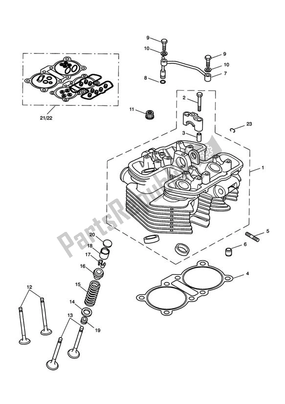 Alle onderdelen voor de Cilinderkop van de Triumph Speedmaster EFI UP TO VIN 469049 865 2007 - 2011