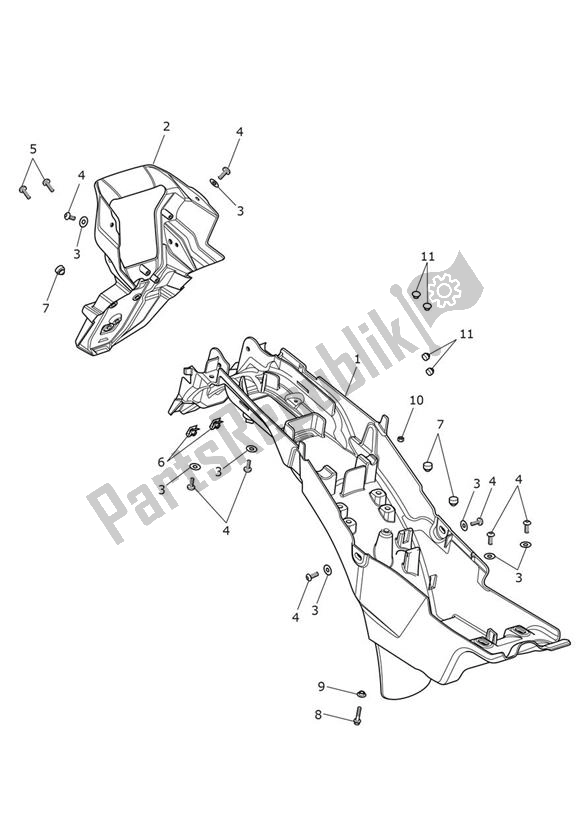 Tutte le parti per il Mudguard Rear - Explorer Xrx del Triumph Explorer XRX 1215 2015 - 2018