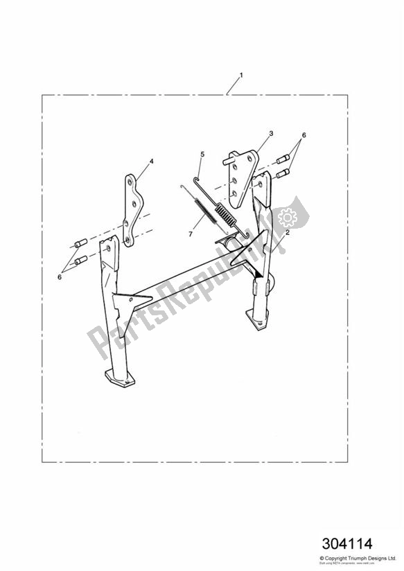 All parts for the Mainstand of the Triumph Tiger 955I Spoked 2001 - 2006