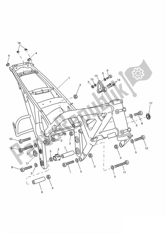 All parts for the Main Frame Assembly of the Triumph Tiger 885I T 709 1999 - 2001