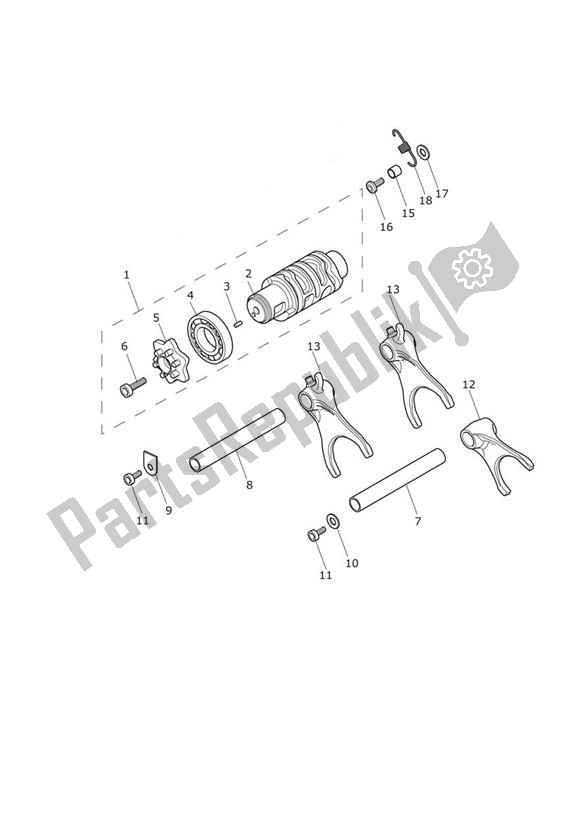 Alle onderdelen voor de Gear Selector Drum Gear Selector Forks van de Triumph Tiger 800 XC 2010 - 2020