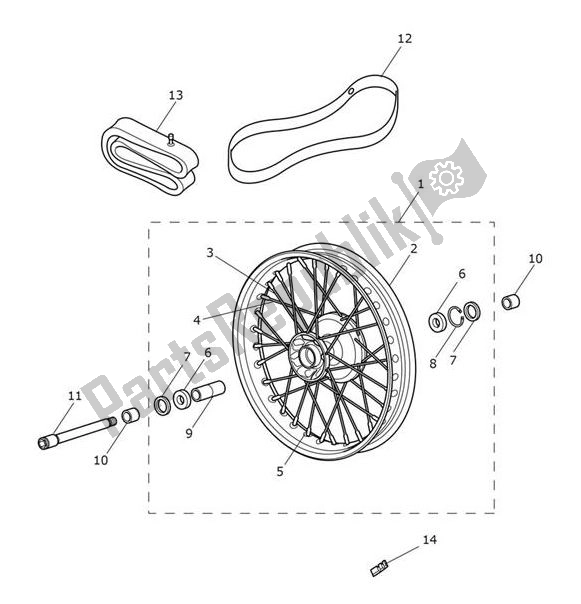 All parts for the Front Wheel of the Triumph Bobber UP TO AC 1195 1200 2017 - 2018
