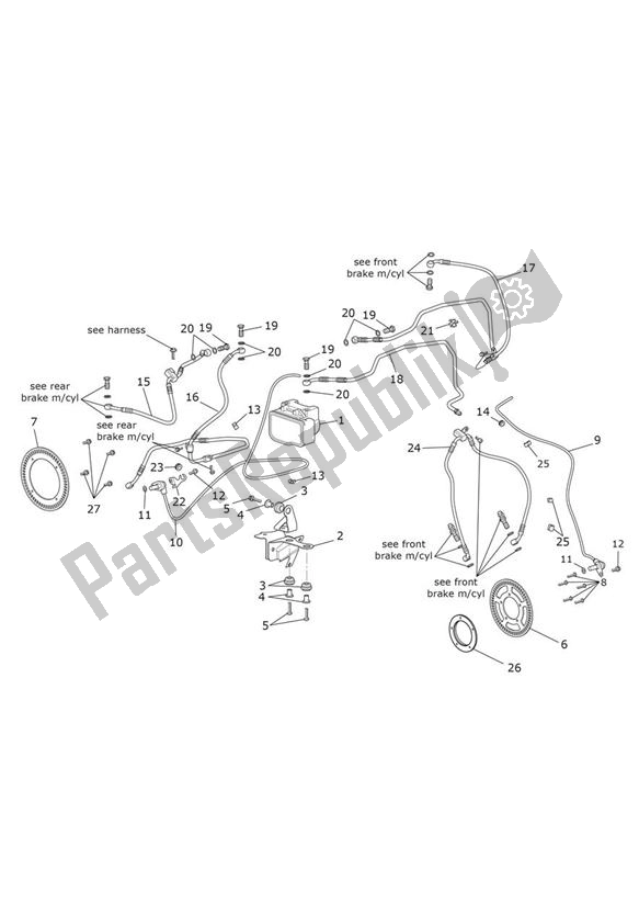 Wszystkie części do Abs Triumph Speed Triple R UP TO VIN 735436 1050 2012 - 2016