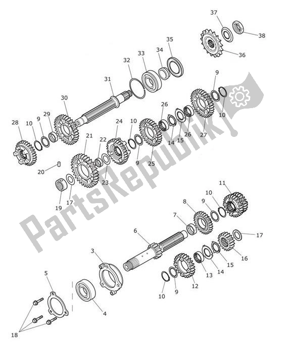 Todas las partes para Engranajes de Triumph Tiger XRT From VIN 855532 1215 2018 - 2021