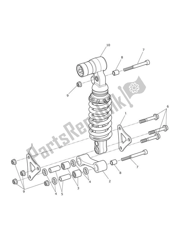 All parts for the Rear Suspension Unit of the Triumph Speed Triple 1050 From VIN 461332 2005 - 2010