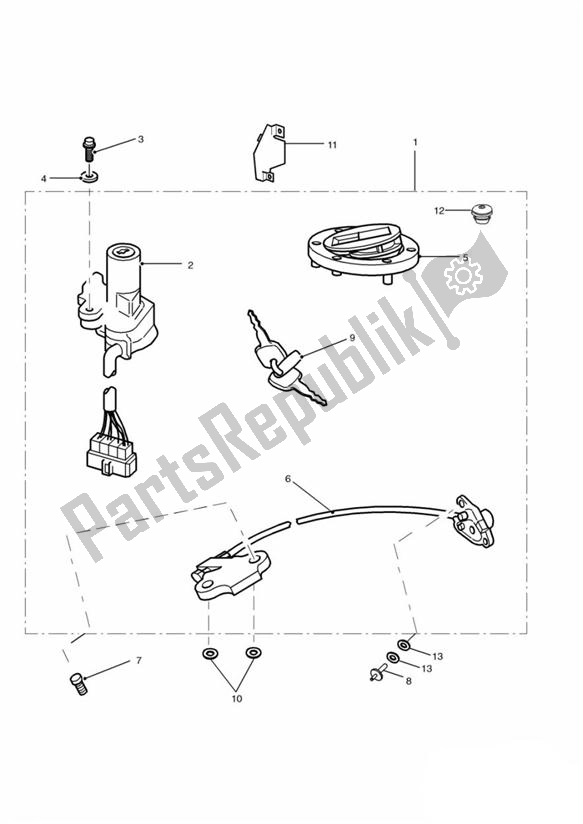 All parts for the Lockset Ignition of the Triumph Daytona T 595 / 955I 1997 - 2001