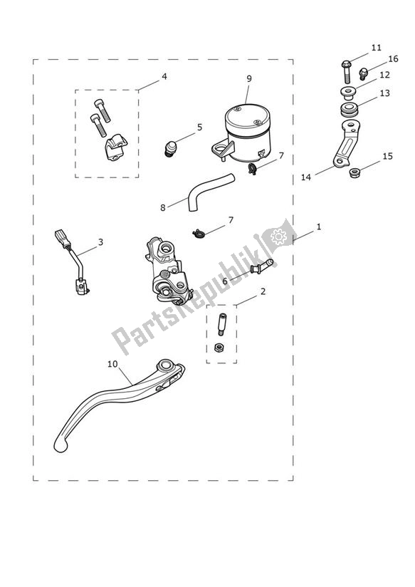 All parts for the Master Cylinder Assy Front of the Triumph Street Triple RS UP TO VIN 965682 765 2017 - 2020