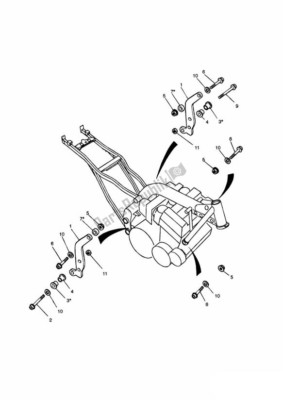 Tutte le parti per il Main Frame Assembly Fittings del Triumph Trophy UP TO VIN 29155 1215 2012 - 2017