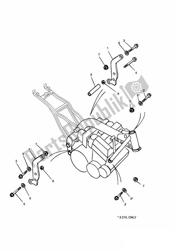 All parts for the Engine Halter of the Triumph Trophy From VIN 29156 1215 2018 - 2021