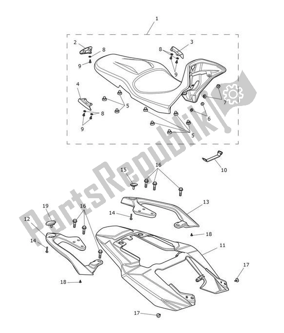 Todas as partes de Fairing Rear Seat do Triumph Tiger Sport From VIN 750470 1050 2021 - 2024