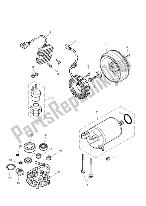 Todas as partes de Starter Generator do Triumph Bonneville EFI UP TO VIN 380776 865 2008 - 2011