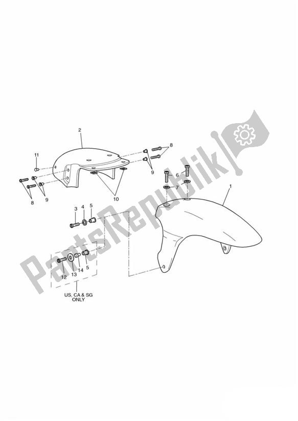 Tutte le parti per il Parafango Anteriore del Triumph Sprint ST 955I From VIN 139277 2002 - 2004