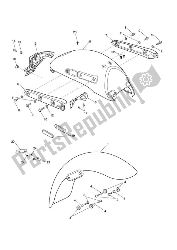 Toutes les pièces pour le Garde-boue du Triumph Thunderbird Night/storm 1699 2011 - 2017