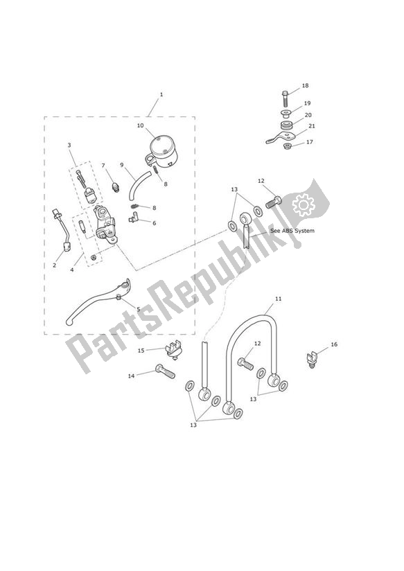 All parts for the Master Cylinder Assy Front of the Triumph Daytona R From VIN 564948 675 2017 - 2018