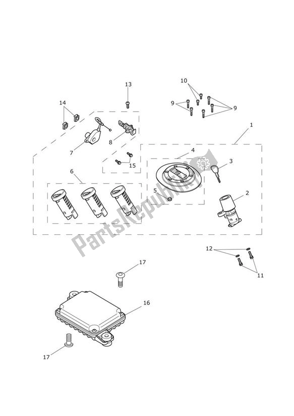 All parts for the Lockset Ignition of the Triumph Trophy 1215 2013 - 2017