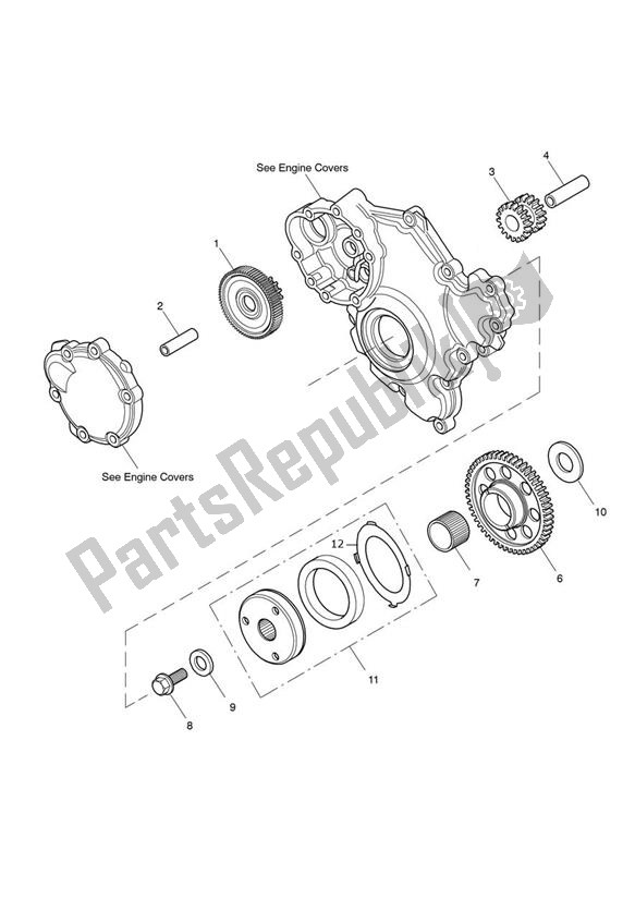 All parts for the Sprag Clutch of the Triumph Speed Triple R UP TO VIN 735436 1050 2012 - 2016