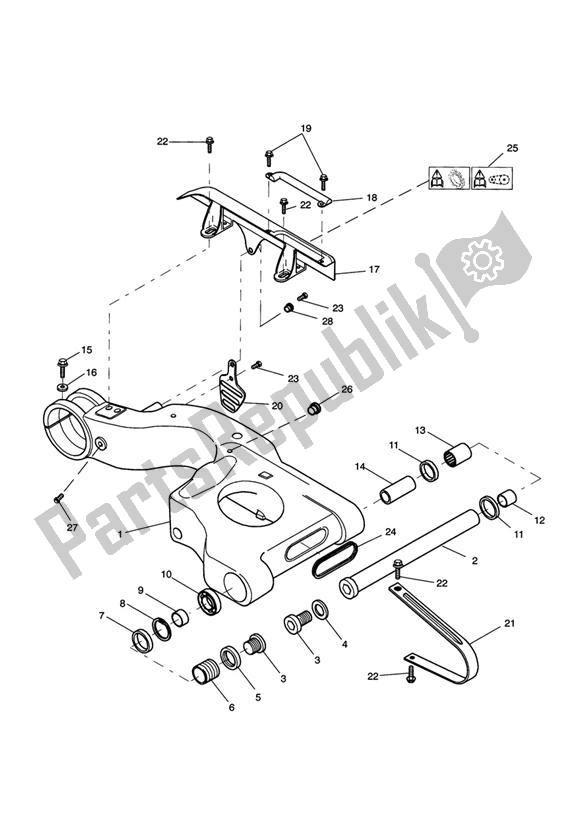 All parts for the Swingarm of the Triumph Sprint ST 955I UP TO VIN 139276 1999 - 2001