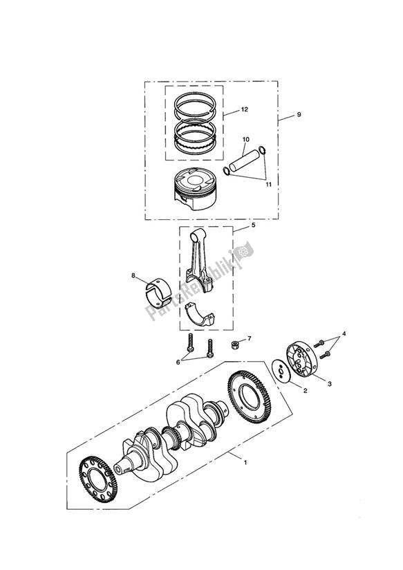 All parts for the Crank Shaft Up To Engine 211132 of the Triumph Speedmaster Carburator 865 2003 - 2007