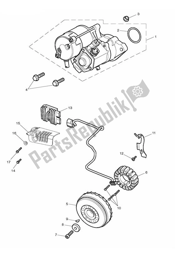 Todas las partes para Starter Generator de Triumph Thunderbird 1600 & 1700 1597 2009 - 2015