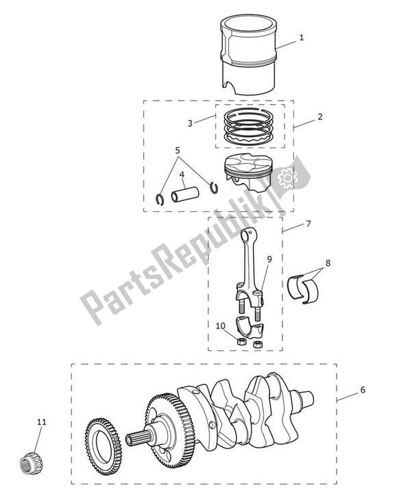 Todas las partes para Crank Shaft Connecting Rod Piston de Triumph Speed Triple S From VIN 867685 1050 2018 - 2021