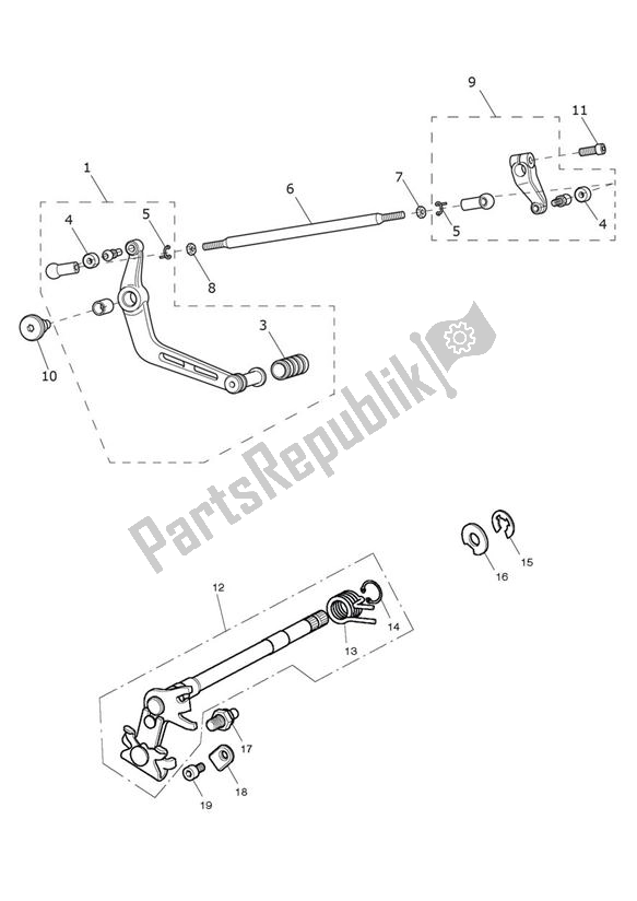 Todas as partes de Gear Selection Shaft do Triumph Street Triple UP TO VIN 560476 675 2007 - 2012