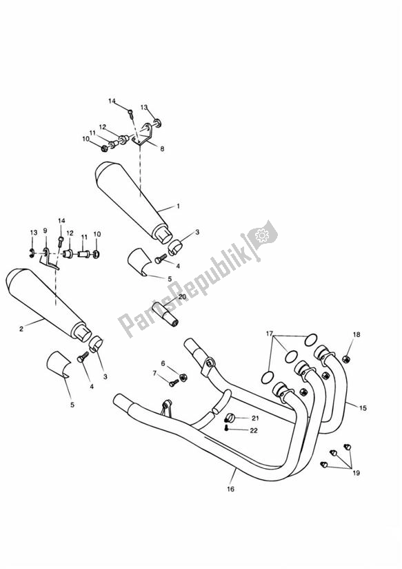 Todas as partes de Exhaust From Vin 089737 do Triumph Thunderbird Sport 885 1997 - 2000