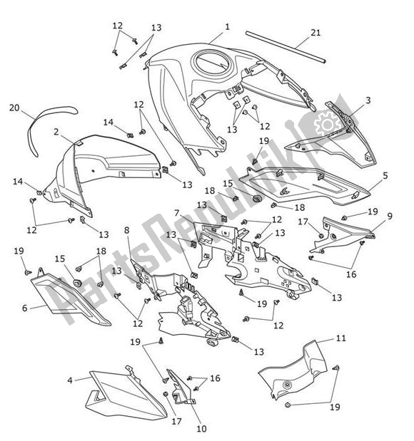 All parts for the Fueltank Fairing of the Triumph Tiger 660 Sport 2021 - 2024