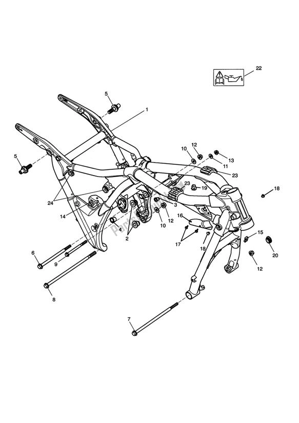 All parts for the Main Frame Assembly of the Triumph Thunderbird Night/storm 1699 2011 - 2017