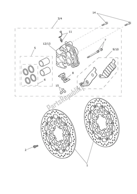 Wszystkie części do Break Front Triumph Tiger XC UP TO VIN 855531 1215 2015 - 2017