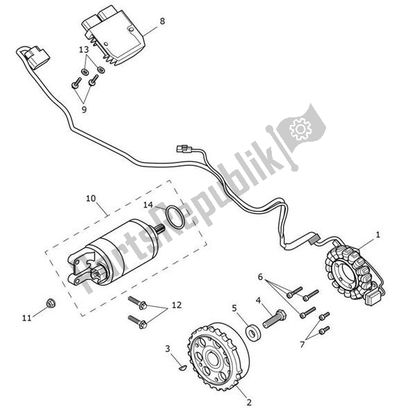 All parts for the Starter Generator of the Triumph Speed Triple 1200 RS 1160 2021 - 2024