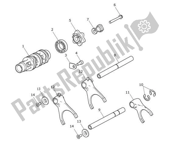 All parts for the Gear Selector Drum Gear Selector Forks of the Triumph Tiger 1200 XCA 1215 2018 - 2021