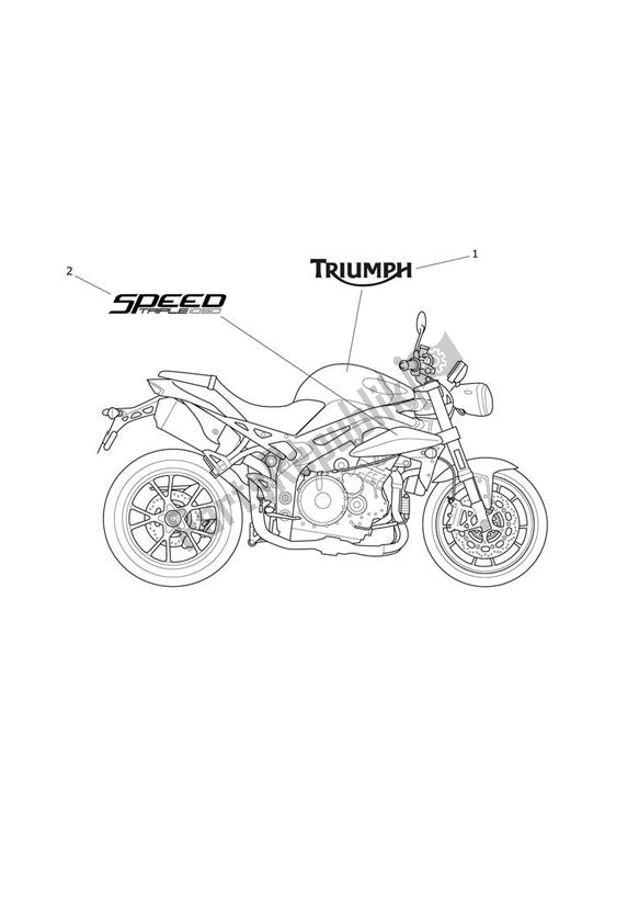 Todas as partes de Decal Up To Vin 657552 do Triumph Speed Triple 1050 From VIN 461332 2005 - 2010