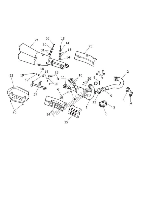 All parts for the Exhaust of the Triumph Scrambler 1200 XC From AE 9098 2021 - 2024