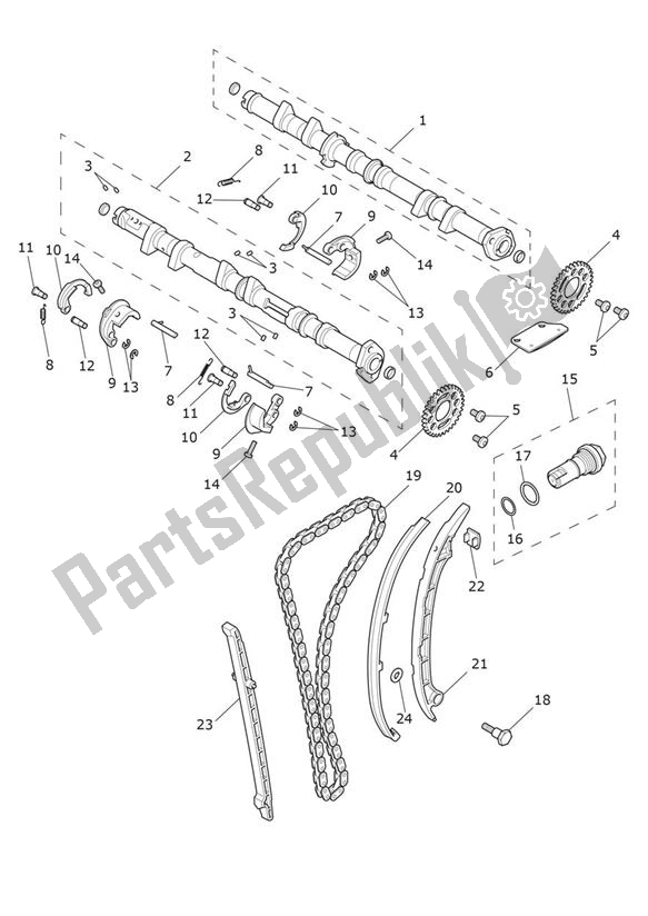 Tutte le parti per il Camshafts del Triumph Rocket 3 GT Black 2458 2021