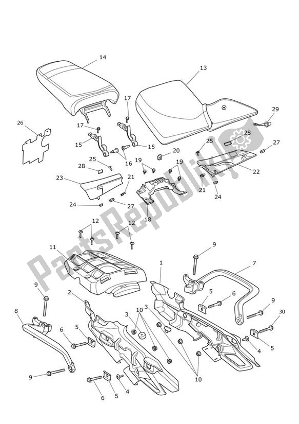 All parts for the Fairing Rear Seats of the Triumph Tiger XR From VIN 855532 1215 2018 - 2020