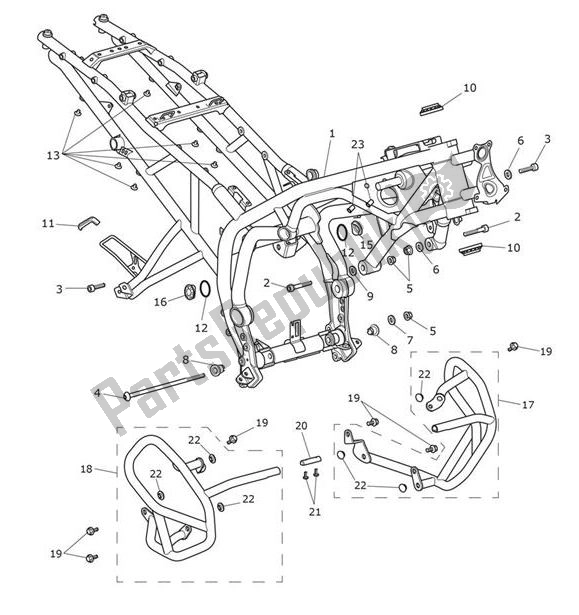 Toutes les pièces pour le Main Frame Assembly du Triumph Tiger XCA From VIN 855532 1215 2018 - 2021