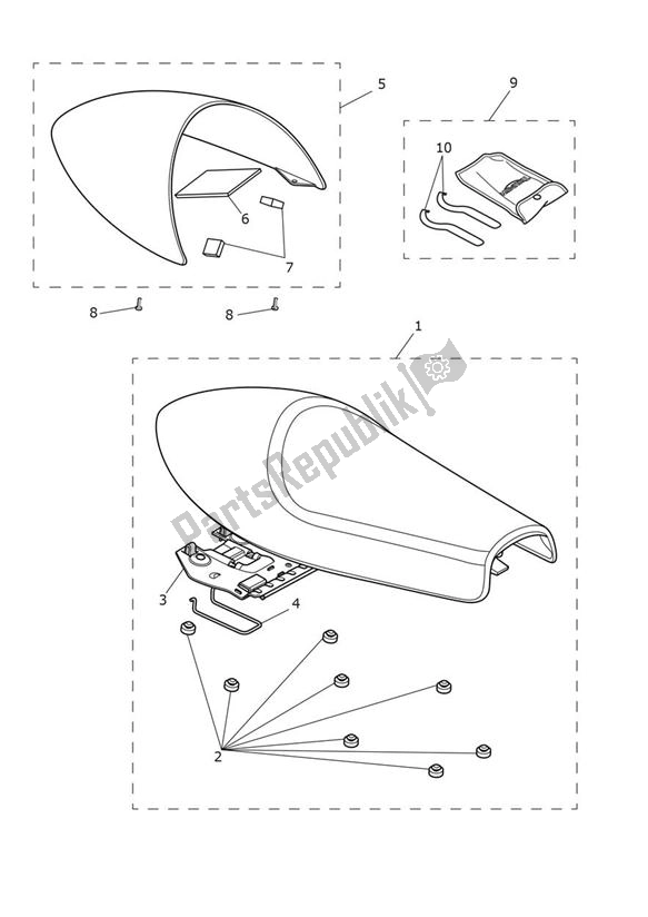 All parts for the Einzelsitz of the Triumph Thruxton R 1200 2016 - 2020