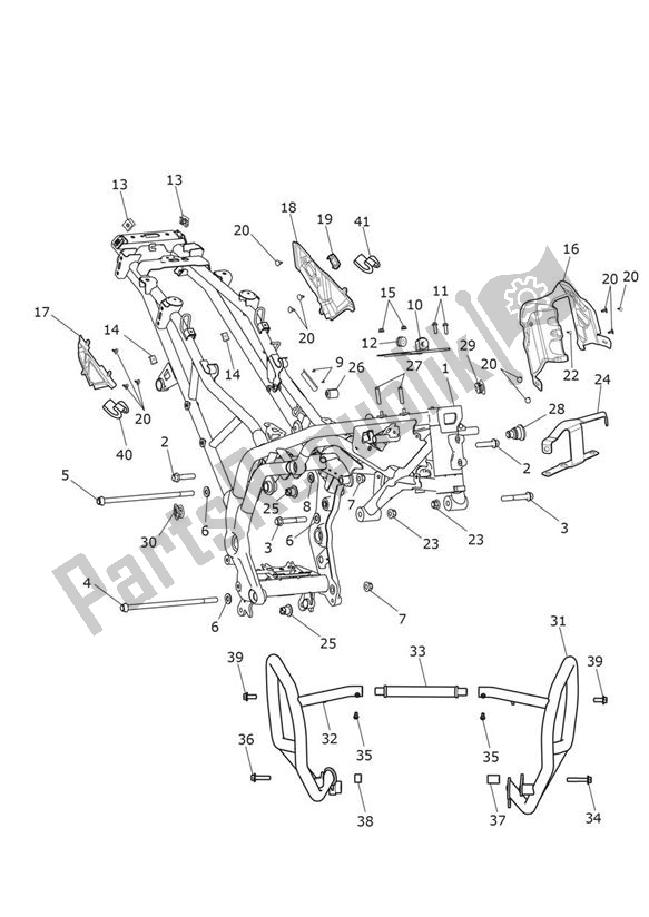 Alle onderdelen voor de Main Frame Assembly With Fittings van de Triumph Tiger Explorer 1215 2012 - 2016