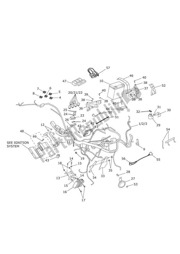 All parts for the Electrical Equipment of the Triumph Speed Triple R UP TO VIN 735436 1050 2012 - 2016