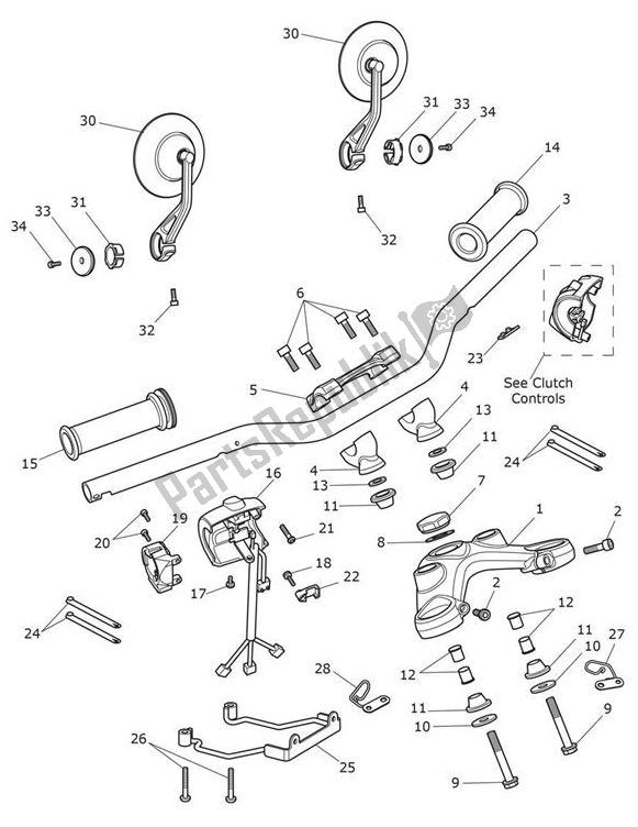 All parts for the Handlebar Switch of the Triumph Bobber UP TO AC 1195 1200 2017 - 2018