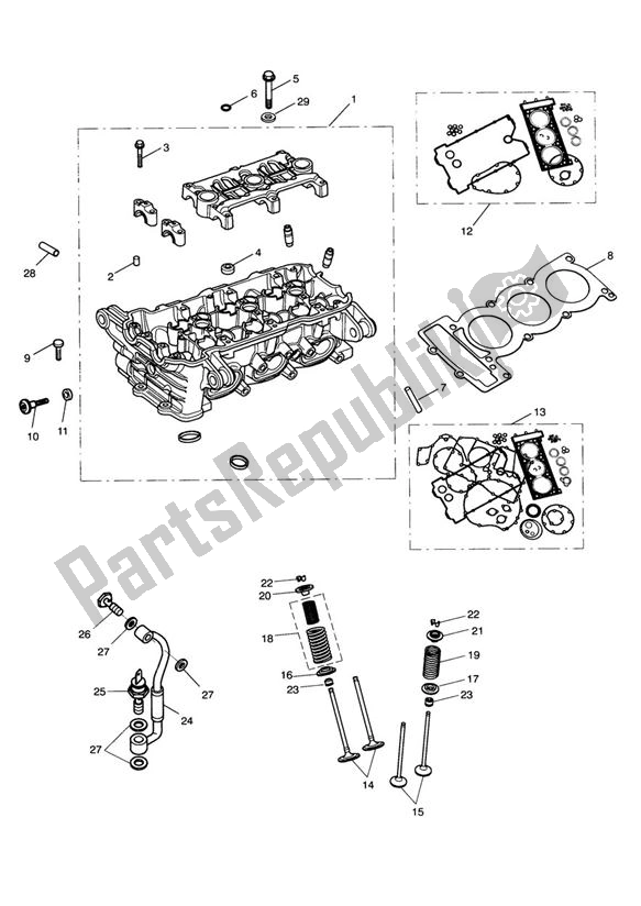 Toutes les pièces pour le Culasse du Triumph Daytona 955I From VIN 132513 1997 - 2006