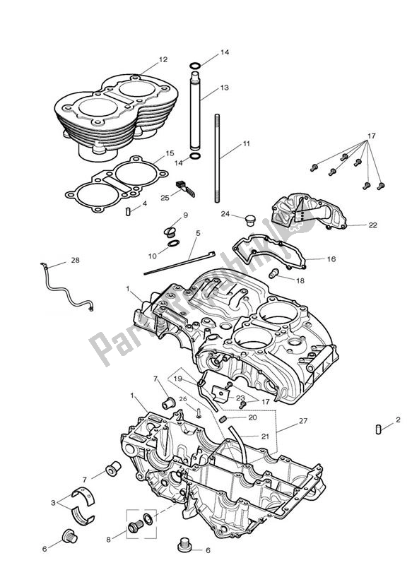 All parts for the Crankcase of the Triumph Scrambler EFI UP TO 2015 865 2008 - 2016