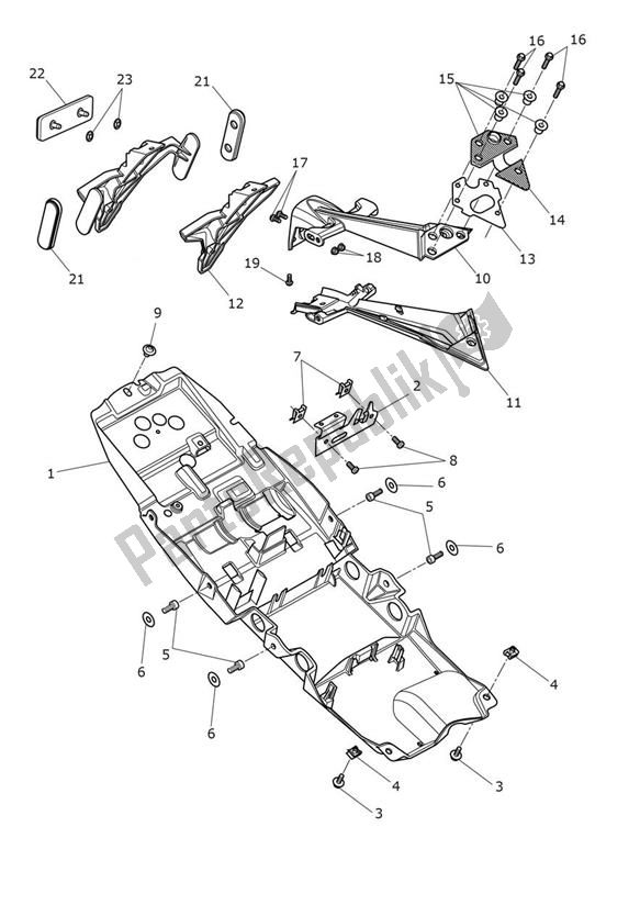 All parts for the Mudguard Rear of the Triumph Street Triple S 660 From VIN 967907 2021 - 2024