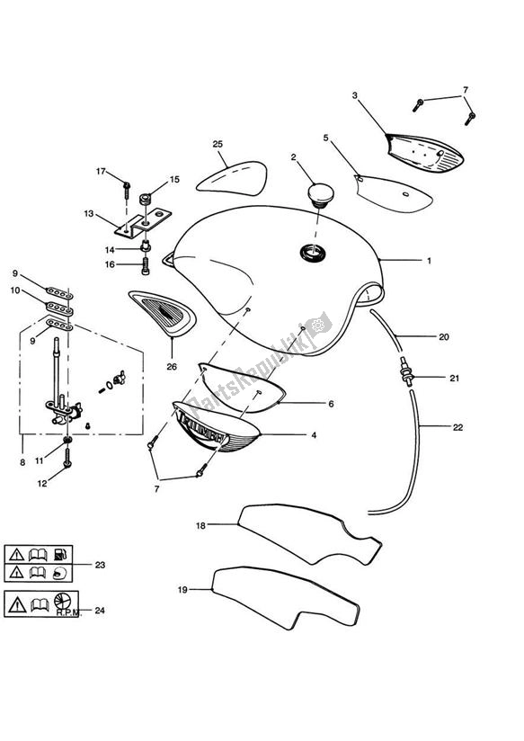 Tutte le parti per il Serbatoio Di Carburante del Triumph Adventurer UP TO VIN 71698 885 1996 - 1998