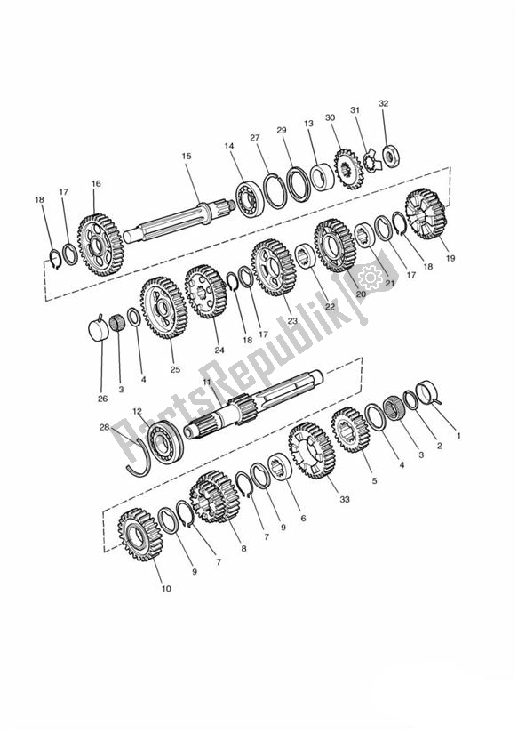 All parts for the Gears Up To Engine 107968 of the Triumph Thunderbird 900 885 1995 - 2004