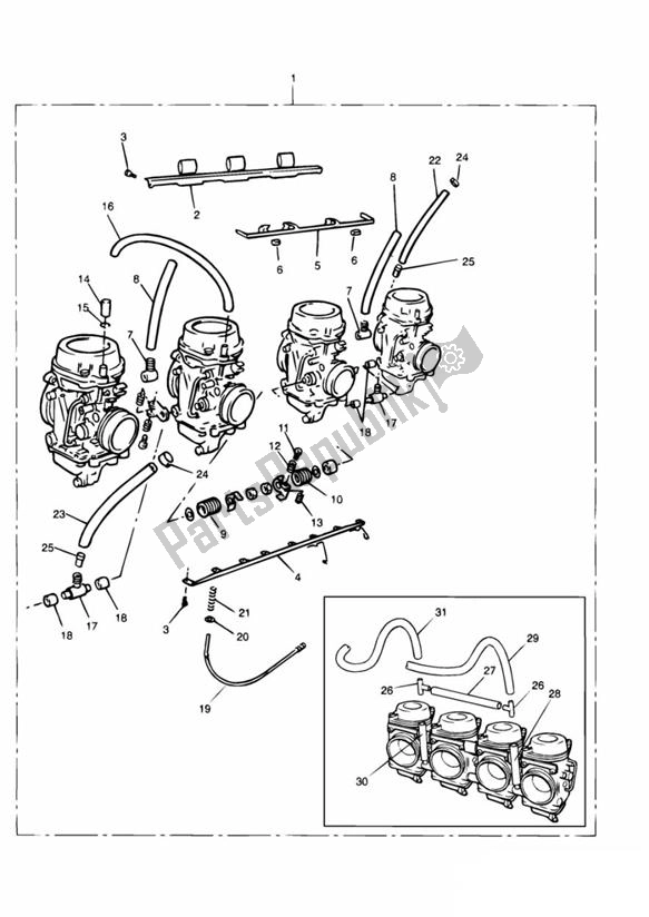 Todas as partes de Carburator 4 Zyl do Triumph Trophy From VIN 29156 1215 2018 - 2021