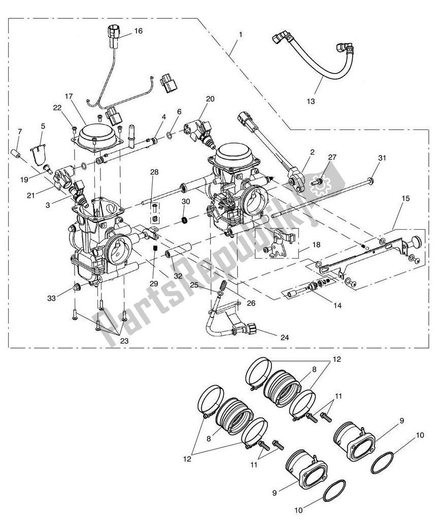 All parts for the Injection of the Triumph Speedmaster EFI UP TO VIN 469049 865 2007 - 2011
