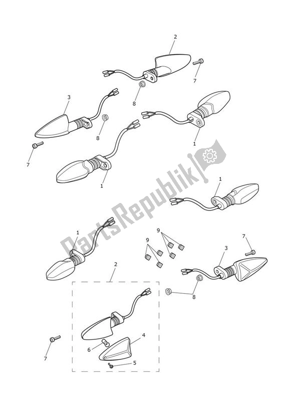 All parts for the Indicator - Explorer Xca of the Triumph Explorer XCA 1215 2015 - 2017