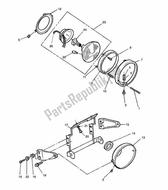 Todas las partes para Headlight Up To Vin009082 de Triumph Trident 750 & 900 748 1990 - 1998